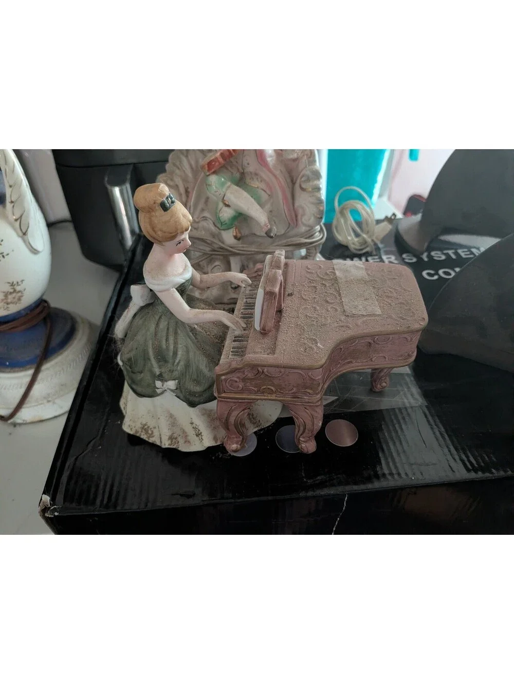 Vintage Ceramic Piano Lamp Figurine - Made in Japan 🎹✨